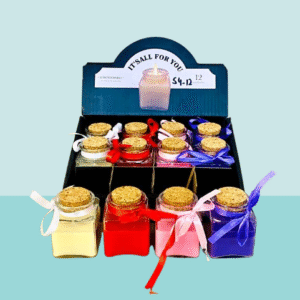 Elegant Mini Glass Jar Candles with Cork Lid & Ribbon – Decorative Candles for Home Décor, Festivals & Gifting