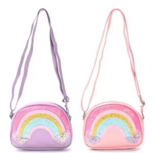 Sparkly Rainbow Crossbody Sling Bag for Girls