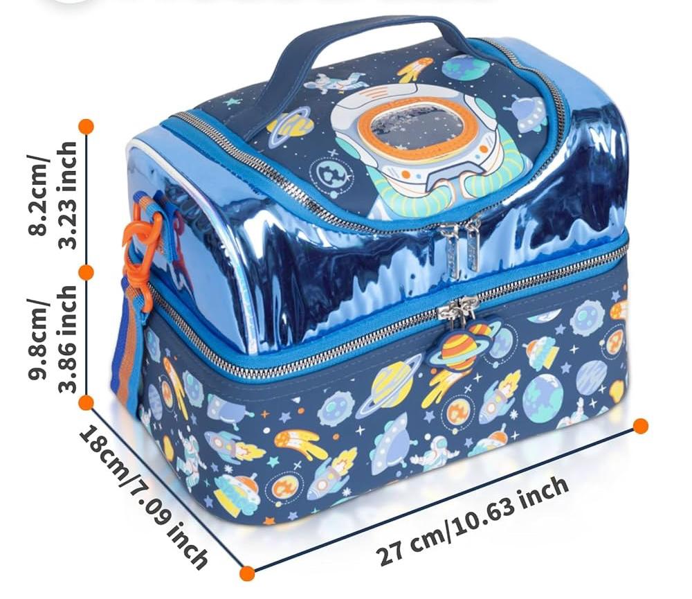 Double Compartment Space Explorer & Unicorn Theme Lunch Bag - Image 2