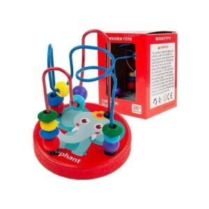 Elephant-Themed Wooden Bead Maze Toy
