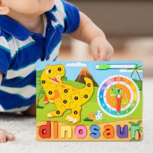 wooden animal-themed educational puzzle boards (dinosaur & monkey)