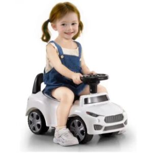 Sleek White Ride-on Toy Car for Toddlers with Realistic Design