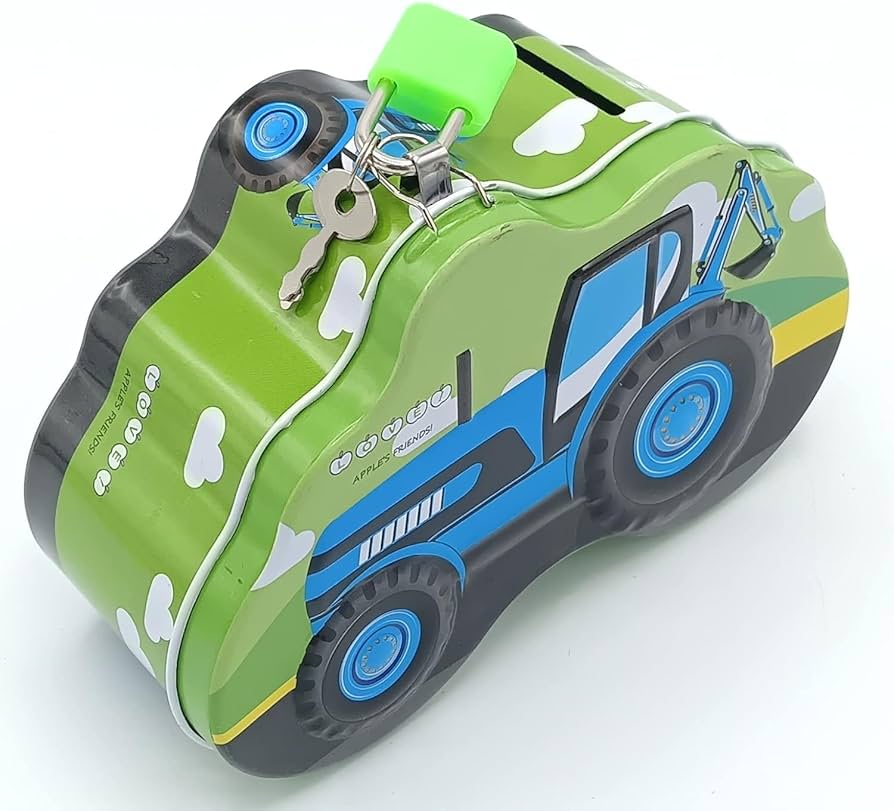 Metal Tractor Design Piggy Money Bank with Lock & Key /Ideal gift for kids - Image 2