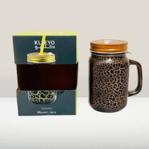 KLEEYO Carving Mason Jar Crackle Design (Capacity 500ML)