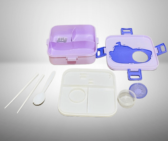 Multiple Compartments Lunch Box with Spoon and Chopsticks
