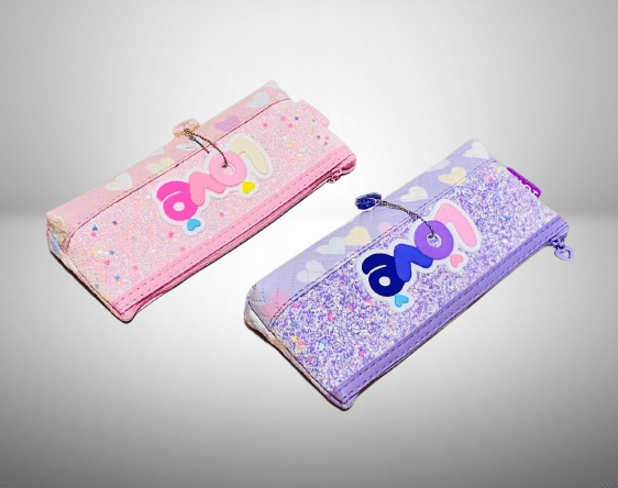 Stylish Glitter Pencil Pouche with “LOVE” Design
