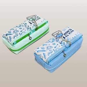 Dual Zipper Compartment Pencil Cases with Fun Doodle Prints