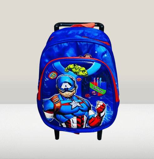 Captain America-Themed Kids Trolley School Bag