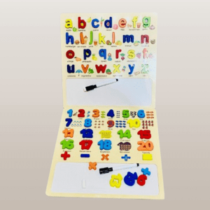 magnetic board with alphabet letters, numbers & mathematical symbols