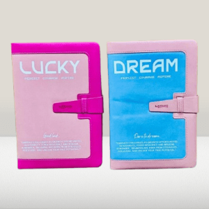 “LUCKY” and “DREAM” PU Leather Diaries with Embossed Quotes