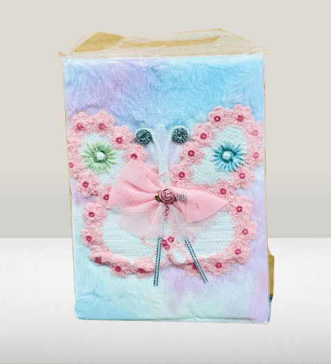 heart & butterfly Designs Plush Notebooks with Lace, Bows & Pastel Color - Image 4