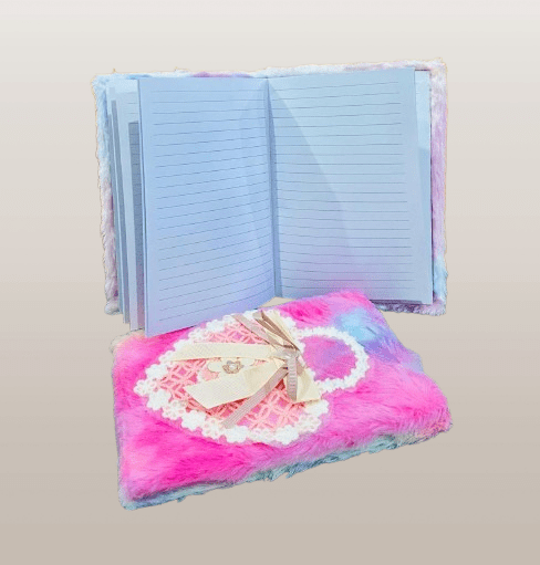heart & butterfly Designs Plush Notebooks with Lace, Bows & Pastel Color - Image 3
