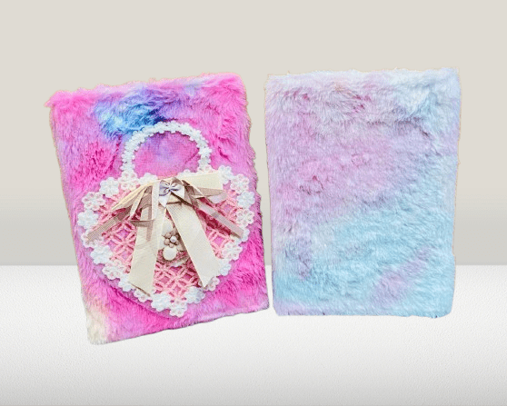 heart & butterfly Designs Plush Notebooks with Lace, Bows & Pastel Color - Image 6
