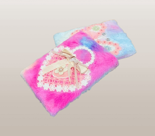 heart & butterfly Designs Plush Notebooks with Lace, Bows & Pastel Color - Image 5