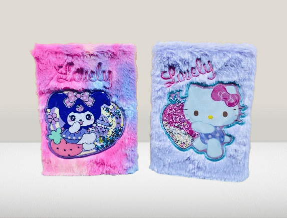 Hello Kitty & Kuromi Notebooks with "Lovely" embroidered on the cover