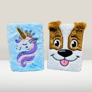 Furry Notebooks Featuring a Magical Unicorn and Happy Dog Face