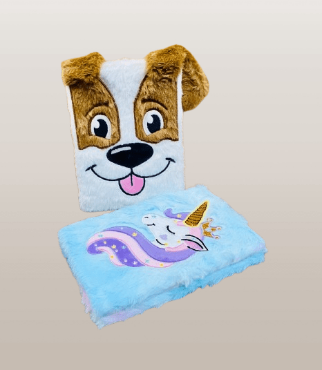 Furry Notebooks Featuring a Magical Unicorn and Happy Dog Face - Image 4