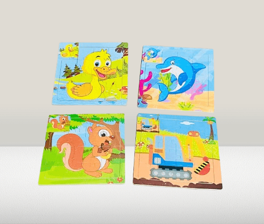 Set of 4 Wooden Cartoon Jigsaw Puzzles for Kids - Image 6