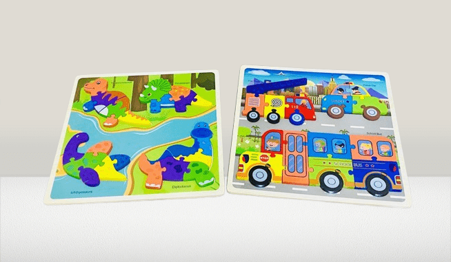 Dinosaur Adventure & City Transport Puzzle for Kids