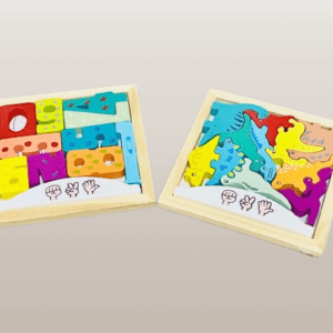 Colorful Wooden Number & Dinosaur Puzzle Set for Kids