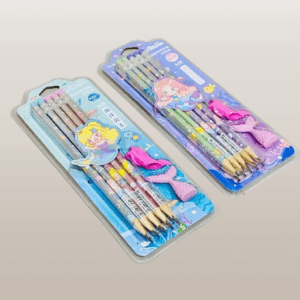 Cute Mermaid-Themed HB Pencil Set & Pack of 6 with Tail Erasers