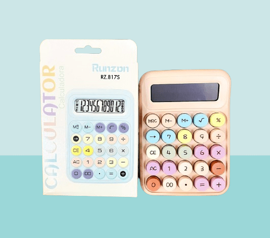 Colorful Mechanical Key Electronic Calculator | Portable Desktop Calculator for School, Office & Home Use