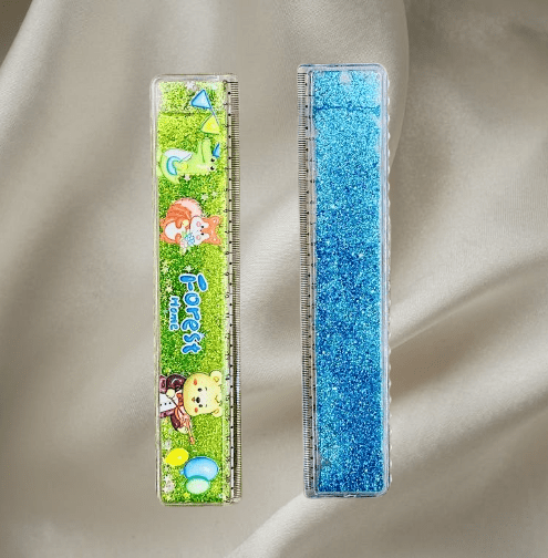 Cute Cartoon Glitter Ruler – Fun Liquid Sparkle Measuring Scale for Kids - Image 2