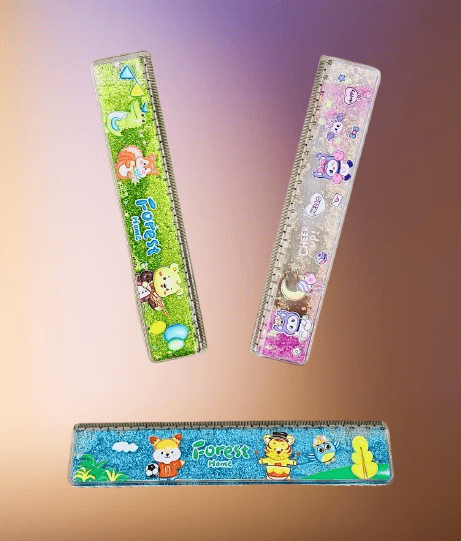 Cute Cartoon Glitter Ruler – Fun Liquid Sparkle Measuring Scale for Kids - Image 4