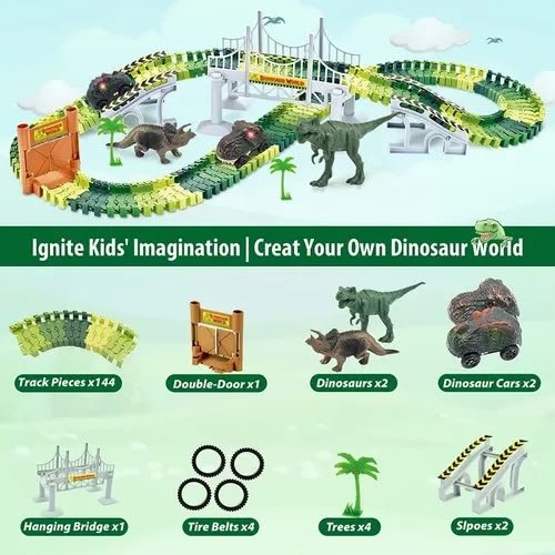 Dinosaur Track 170pcs Jurassic Park Track Set - Image 5