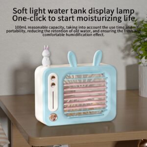Cute Rabbit Spray Cooler Fan – USB Rechargeable Mini Mist Cooling Fan