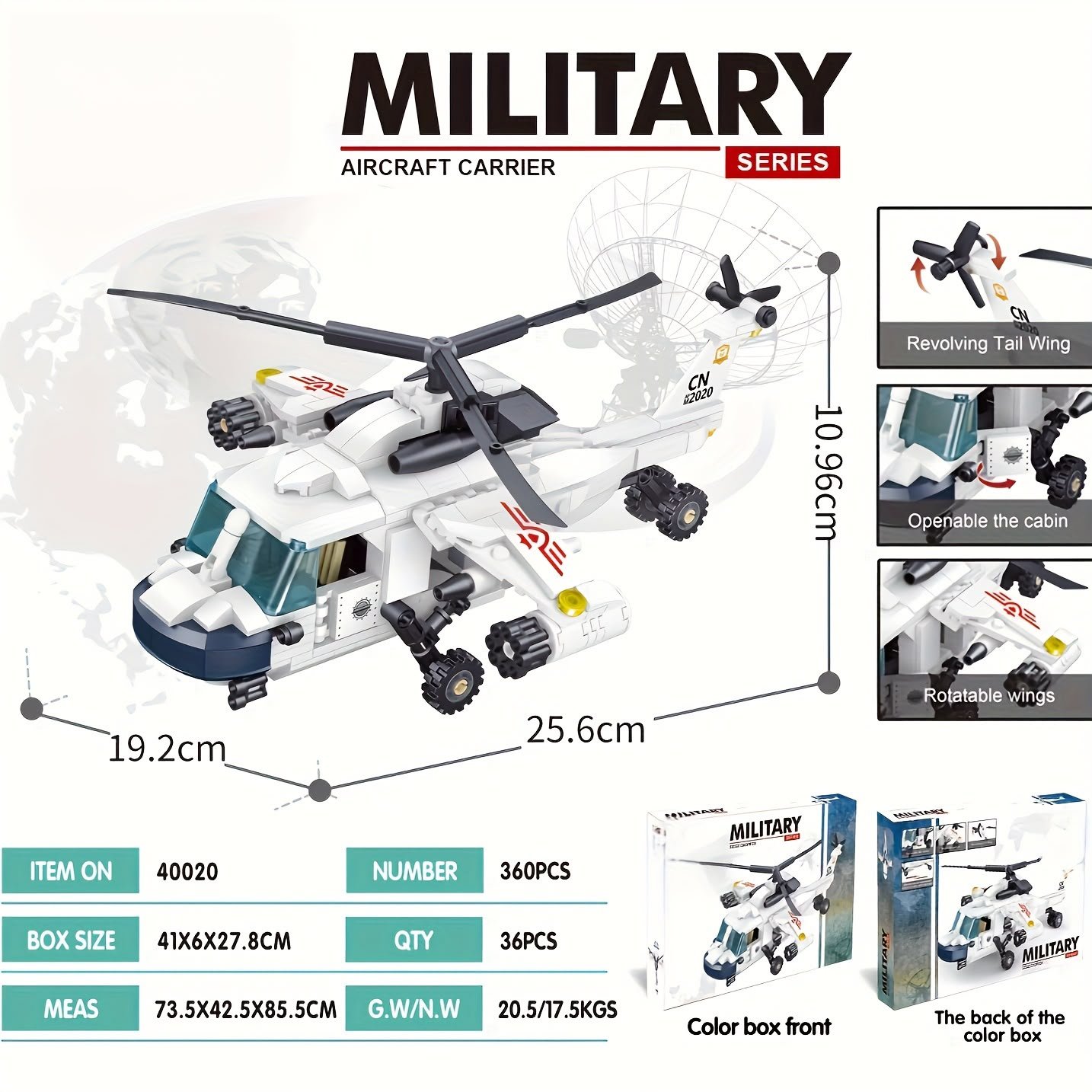 Military Rescue Chopper Building Blocks – 360PCS Realistic Army Helicopter Assembly Set - Image 4